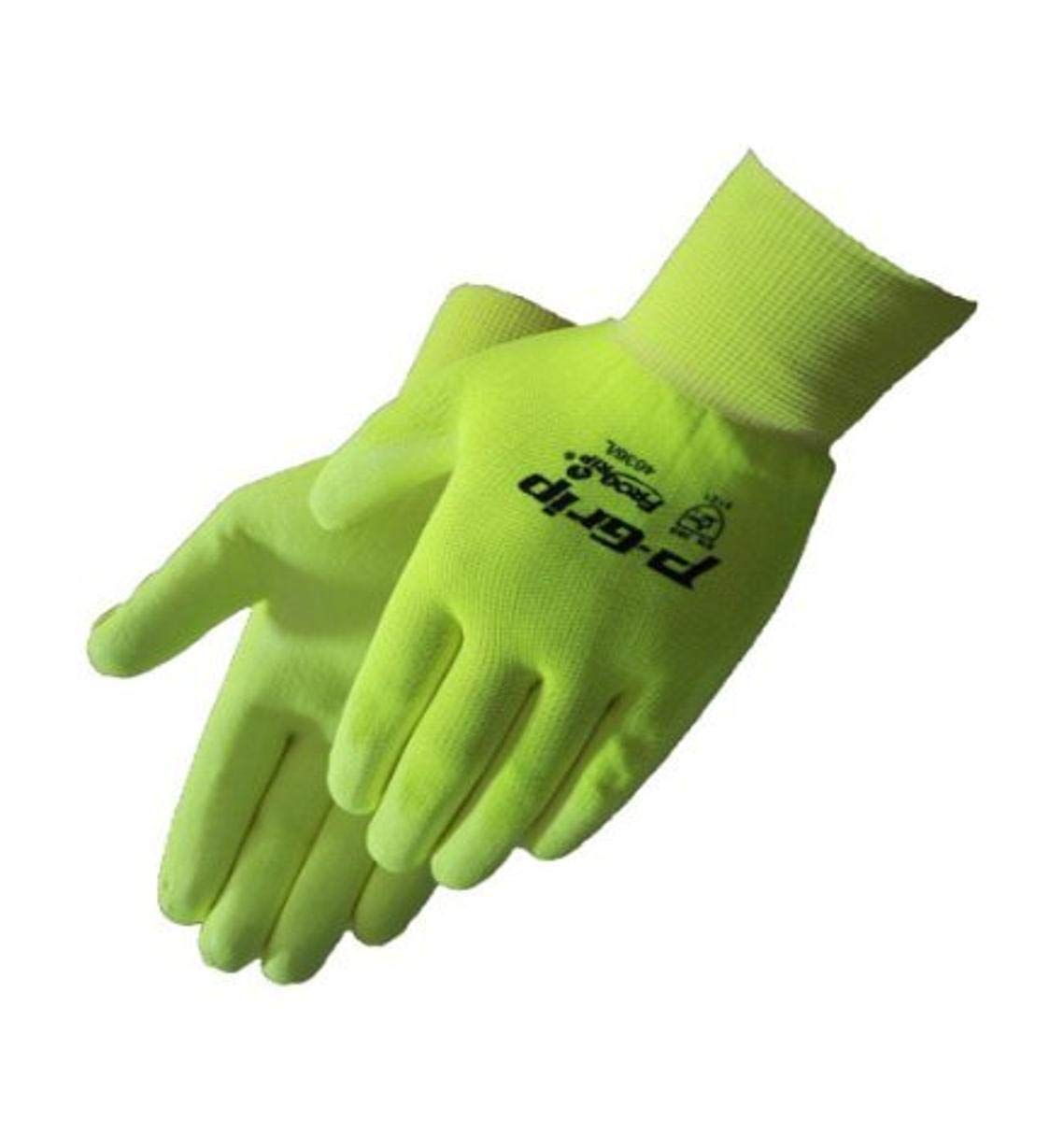 Liberty Glove & Safety 4637S P-Grip Polyurethane Palm Coated Seamless Knit Glove with 13-Gauge Nylon Shell, Small, Fluorescent Orange (Pack of 12)