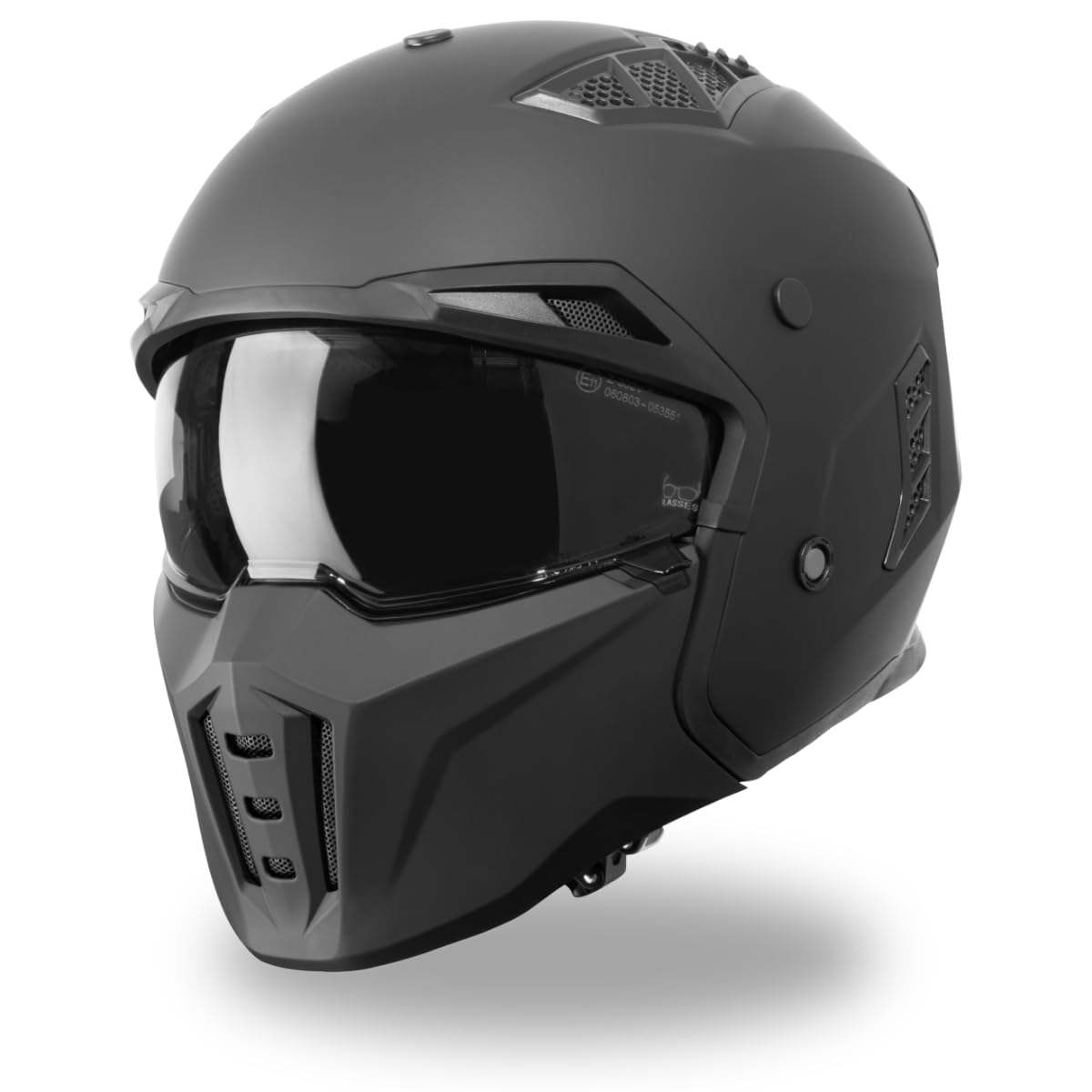 VINZ Kioto Jethelm / Streetfighter Helm | ECE 22.06 zugelassen | Motorradhelm | Rollerhelm mit Sonnenvisier / Sonnenblende | Jet Helm Mit abnehmbarem Kinnschutz