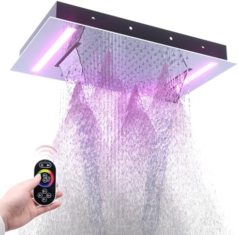 HOMEDEC Luxury 14x20inch LED 3 Functions Rain Shower Head, High-P...