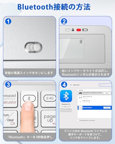Pubiohs デュアルモード Bluetooth&2.4Gワイヤレス テンキー の商品画像 4
