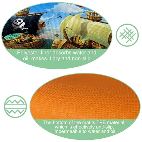 Tapis de cuisine antidérapants lot de 2 lavables au design pirate premium - 6