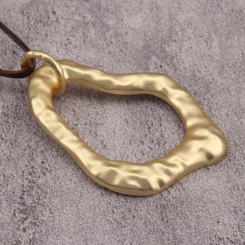 JAOYU Boho Necklace for Women Large Pendant Necklace Boho Long Choker Leather Gold Necklace Vintage Earthy Jewelry Trendy3
