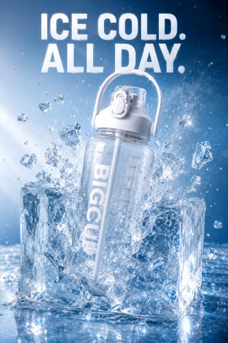 Image of Plastic Big Water Bottle 2.6 Liter with Straw Clear Motivational Time Marker Drink XL Jug with Handle for Sports Gym-(WHITE)