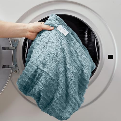 Image of Nestl Stone Blue Microfiber Throw Blanket - Fuzzy, Lightweight, Cozy, 50x60 in, All Seasons, Machine Washable