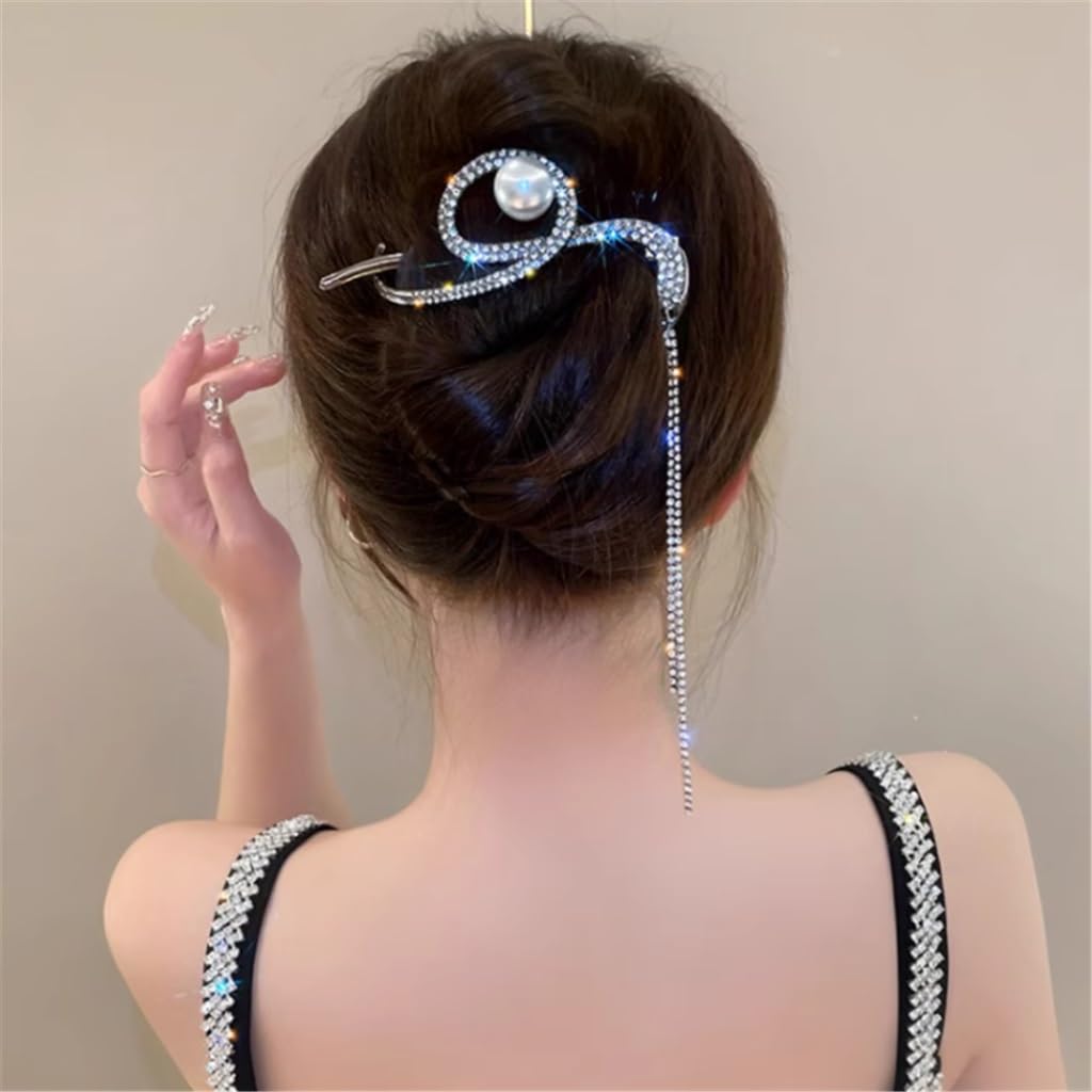 JFDBGU Fermagli for Capelli in Metallo con Nappa perlata sul Retro della Piastra della Testa, afferra Una Scheda for Capelli con Fermaglio for Parole Femminile