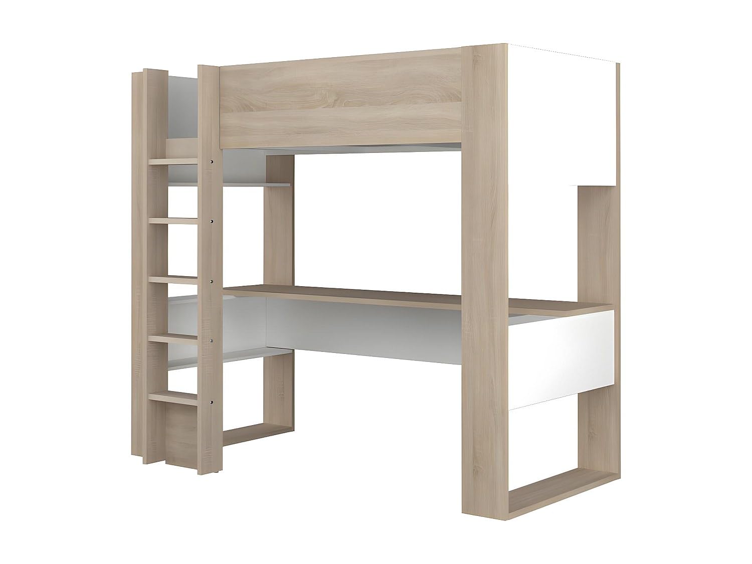 Lit Mezzanine Avec Bureau Et étagères 90x200 Cm Pin Massif - Cadre De Lit Superposé - Cadres De Lit Superposes Cadre De Lit Mezzanine Cadre De Lit Haut 86615848