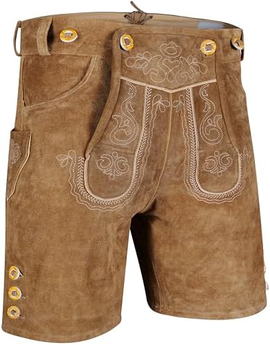 Lederhose Kort Antraciet met Riem Bretels (Rund) Kopen