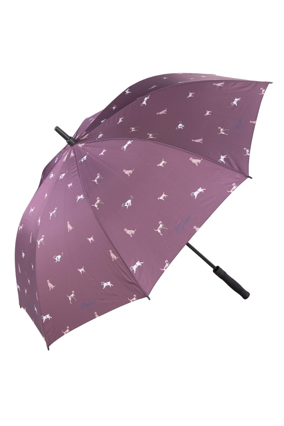Rydale Large Golf Umbrella Country Designs Pheasant Polka Dot Plain Purple Navy Brolly (Burgundy Dog)