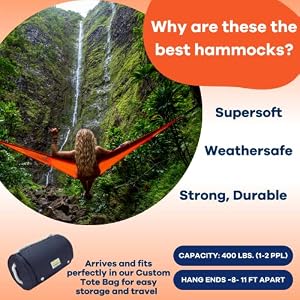 handwoven hammock by yellow leaf hammocks double size, fits 1 2 ppl, 400lb max weathersafe, super strong, easy to hang, ultra soft, artisan made color: red orange
