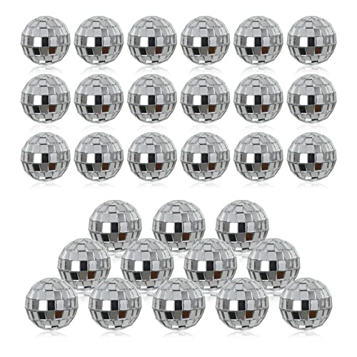 30Pcs Small Mirror Disco Ball 3cm 1.18in Diameter, Christmas Ball Ornaments, Cake Party Stage Decoration Ball, Disco Mirror Reflective Ball (Silver)