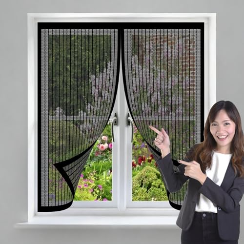 Mosquitera Magnetica 72 x 142 cm Cierre Magnético, sin Necesidad de Taladrar, Que Entre Aire Fresco Cortina Contra Mosquitos para Dormitorio Sala de Puerta, Negro
