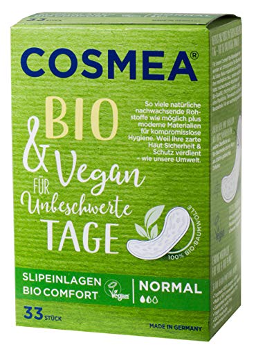 COSMEA Bio-Slipeinlagen Normal ohne Duft Vorteilspack (165 Stk). Hygiene-Einlagen aus Bio-Baumwolle. Damen-Hygiene im Einklang mit der Natur