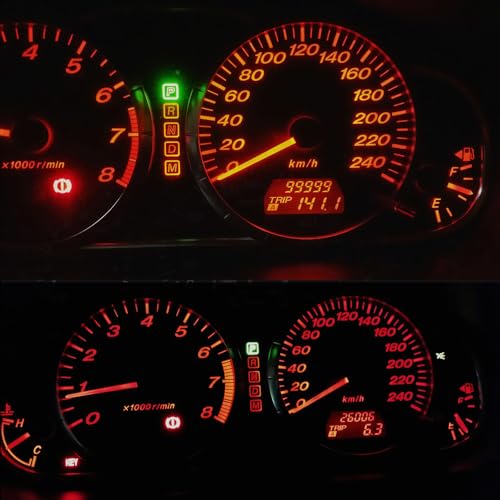 T5 LED Dash Bulbs Light Dashboard Instrument Cluster 74 37 73 PC74 PC37 2721 Gauge Wedge Twist Socket Car Indicator Panel Parts Interior Replacement 12V Red Pack of 10 - Thumbnail 4