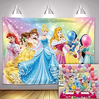 NSY Princess Themed Backdrop glitter Rainbow Princess Photography Background for Girl 1st Birthday Party decoration banner Baby Showers Princess dress up party photo props (7x5FT(2.1m x 1.5m))
