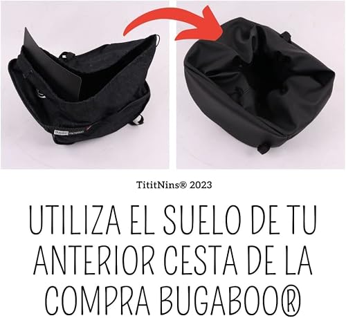 Miniatura 2 de Tititnins - Cesta Compatible Con Bugaboo Camaleon 3 Plus Y Bugaboo Camaleon 3 Cestilla De Compras Impermeable Polipiel Negra