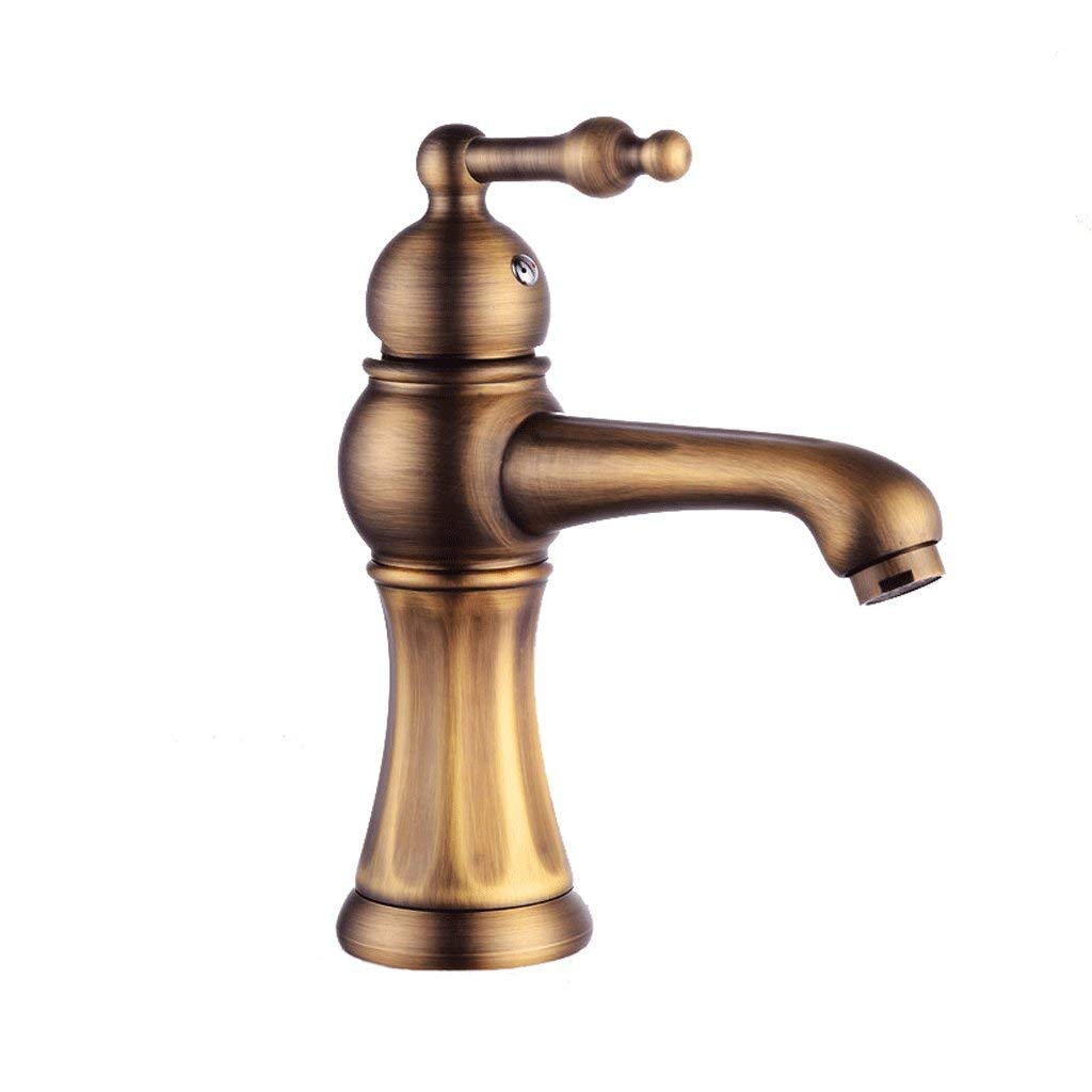 Robinet de lavabo rétro en cuivre véritable style antique pour salle de bain
