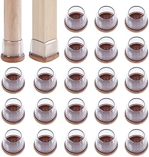 RCHYFEED 24PCS Silicone Chair Leg Floor Protectors 0.55-1.25 inch, Transparent Furniture Leg Caps Cups with Felt Pads for Protecting Hardwood Floors from Scratches, Furniture Sliders Table Leg Cover