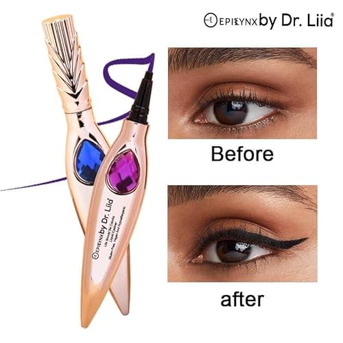 Epilynx By Dr. Liia - Gem Liquid Eyeliner Waterproof Smudge Proof With Fine Felt Tip - Long-Lasting Vegan Gluten-Free Hypoallergenic Liquid Liner Pen - Makeup Fashion Eye Liner (Blue) #TOP2