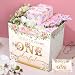 Woosytoo Baby Girl 1st Birthday Gifts Bag, Extra Large Square Gift Bag Baby Shower Jumbo Gift Bag with Tissue Papers Onederful Wrapping Paper Bag for Newborn Baby Shower First Birthday Party Favors
