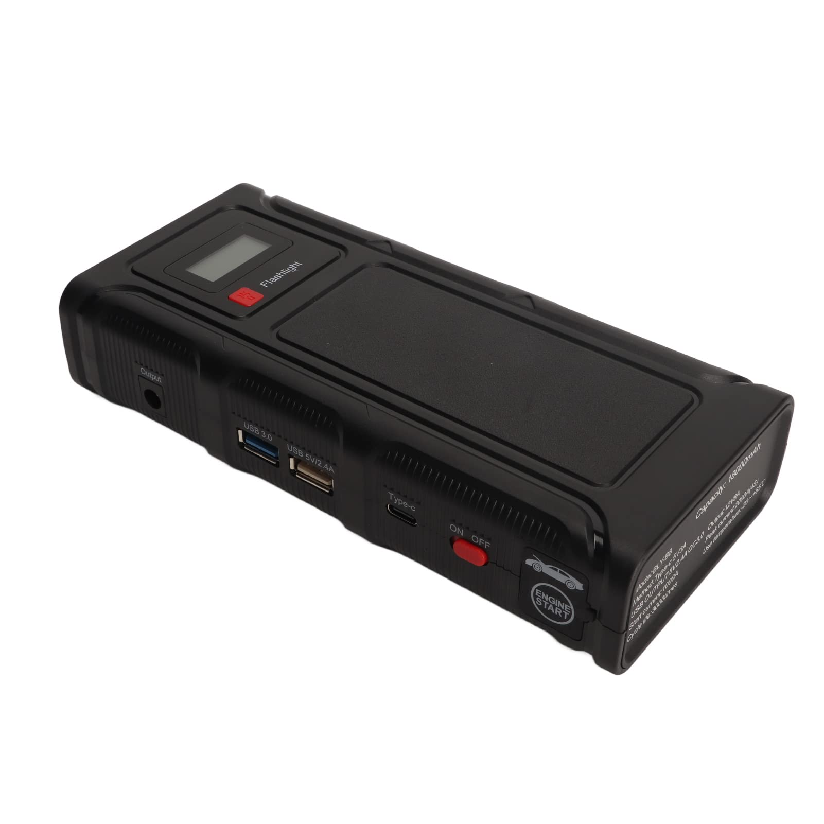 Urządzenie ułatwiające rozruch samochodowy 12 V, wodoszczelność IP65, cyfrowy wyświetlacz Autostart, szczyt 2000 A, z oświetleniem LED, do motocykli o pojemności do 6 l (wtyczka UE 100-240 V)