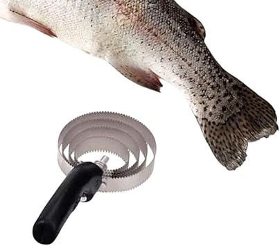 Stainless Steel Fish Scaler Heavy Duty Scale Remover with 4 Spring Steel Rings, Manual Seafood Cleaning Tool for Kitchen, Fishing & Seafood Preparation