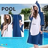 OLAOLA Mikrofaser Badeponcho, Handtuch Poncho für Erwachsene, Surf Poncho mit Kapuze und Tasche, Weiche Schnelltrocknende Handtuch als Umziehhilfe Strand Damen und Herren (Hai)