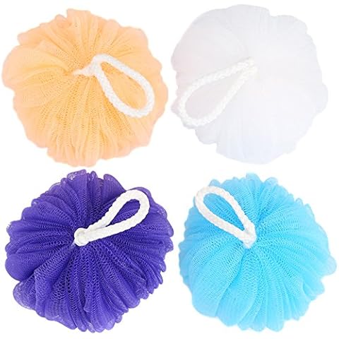 60g Loofah Bath Sponge（Set of 4） Exfoliating Multi - Color Shower Sponge Cover