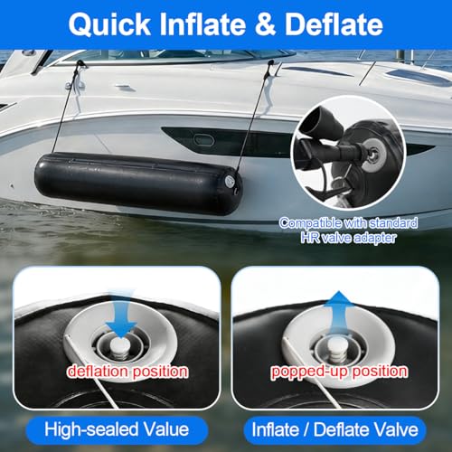 FUCNEN Heavy Duty Inflatable Boat Fender for Docking 10"x27.5" Boat Bumpers with Electric Pump, Fender Ropes & Covers, Dock Fenders with Storage Bag, PVC Marine Dock Bumpers for Boats (2 Pack) by FUCNEN - Image 6