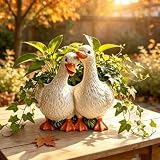 Xnchhou Home Decoration Duck Shaped Planter Pot, Resin Planter Container Storage, Decorative Flower Pot for Garden Patio Lawn Balcony Outdoor Landscaping Ornament