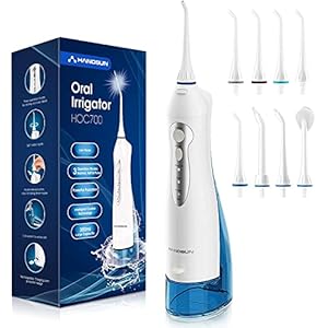 Hangsun Water Flossers for Teeth Cordless Rechargeable Dental Oral Irrigator Water Jet for Teeth Braces Care with 8 Jet Tips for Travel and Home Use (White)