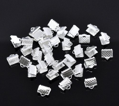 Necklace Cord End Caps Ribbon Crimp End Findings Silver Plated 8mm( 3/8