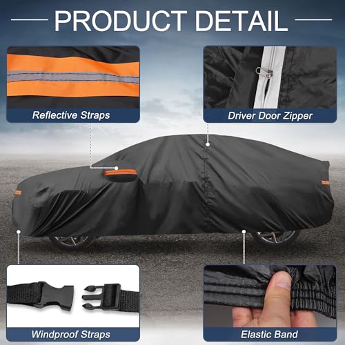 Image of X AUTOHAUX Car Cover Outdoor Waterproof Sun Rain Snow Hail Protection with Left Side Door Zipper Aluminum Film for Toyota Crown Sedan