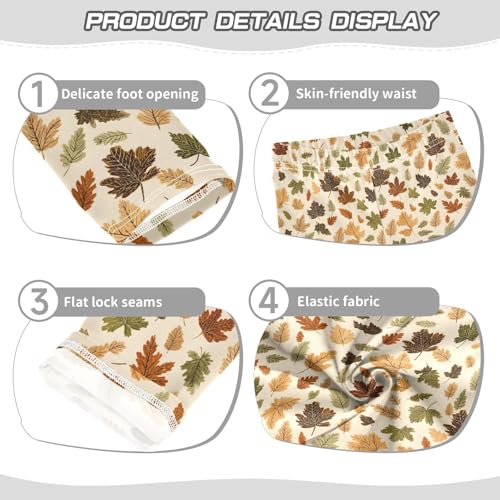 senya Girls Printed Leggings Yoga Pants Retro Maple Leaf Pattern for Kids in 4t to 10 Years, 4T3