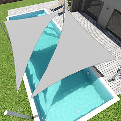 SunnyRoyal Sun Shade Sai 12'x12'x17' Right Triangle Canopy Awning Fabric Cloth Screen Heavy Duty Commercial Grade for Outdoor Patio Carport (Light Grey)