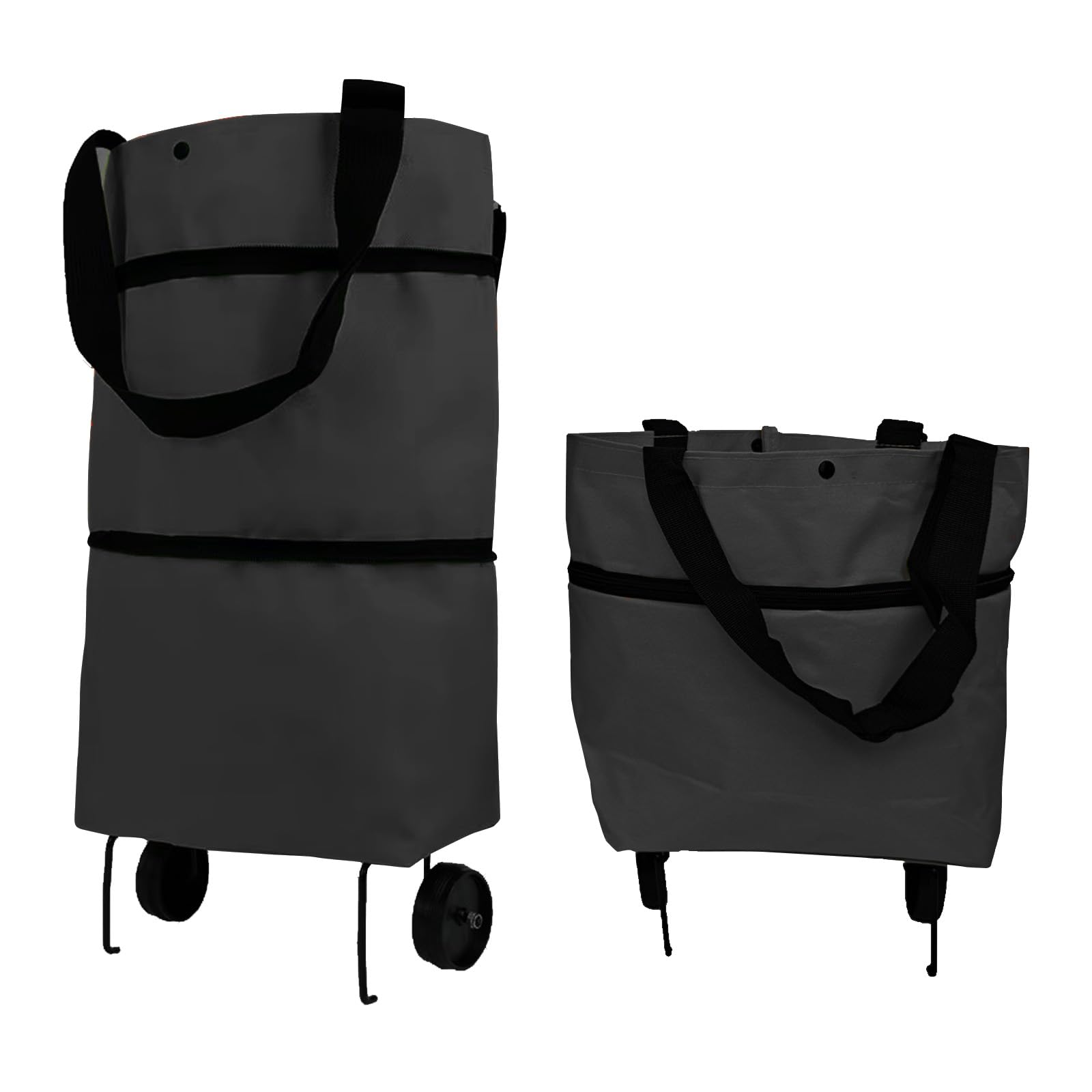 Vikooyes Collapsible Shopping Grocery Bag With Wheels Rolling Tote Bag With Wheels Large Reusable Shopping Bags Foldable Cart(Black,Large)