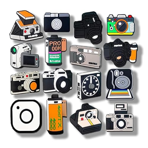 MOKADON 16 Pcs Camera Shoe Charms, Shoe Decoration Party Gifts For Boys Girls Kids, Women.