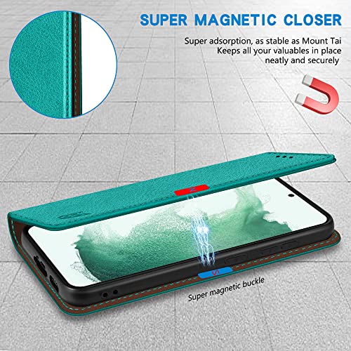Image of ZZXX for Samsung Galaxy S22 Plus Wallet Case with [RFID Blocking] Card Slot Stand Strong Magnetic Leather Flip Fold Protective Phone Case for Samsung Galaxy S22 Plus Case Wallet(Lake Blue-6.6 inch)