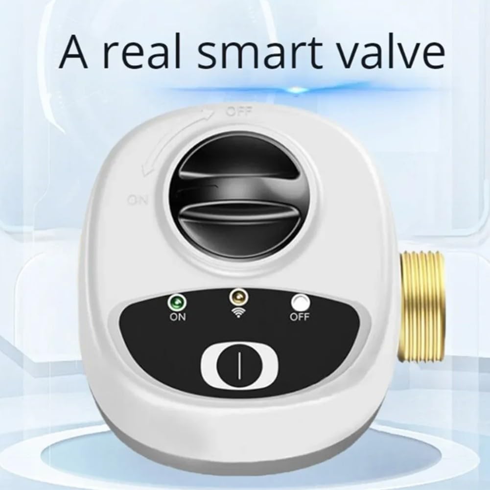 DAZZLEEX Válvula WiFi inteligente para apagado de agua y gas, temporizador y función de alarma, controles de aplicación, válvula de bola eléctrica inalámbrica (DN15)