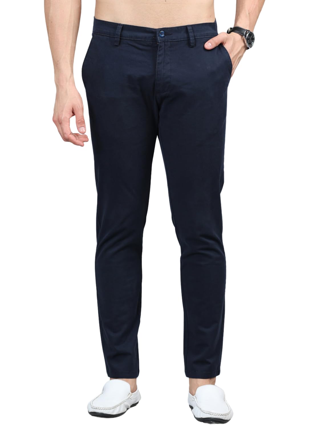Men Casual Stretchable Cotton Pants | Chinos | Trousers (Regular Fit)-image-5