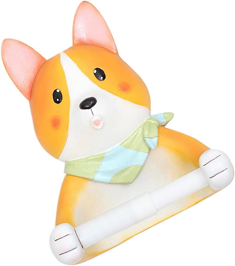 Corgi Design Hanging Toilet Tissue -Mounted Toilet Paper Holder Cute Bathroom Storage Organizer Fun Animal Decor for Home and Bathroom