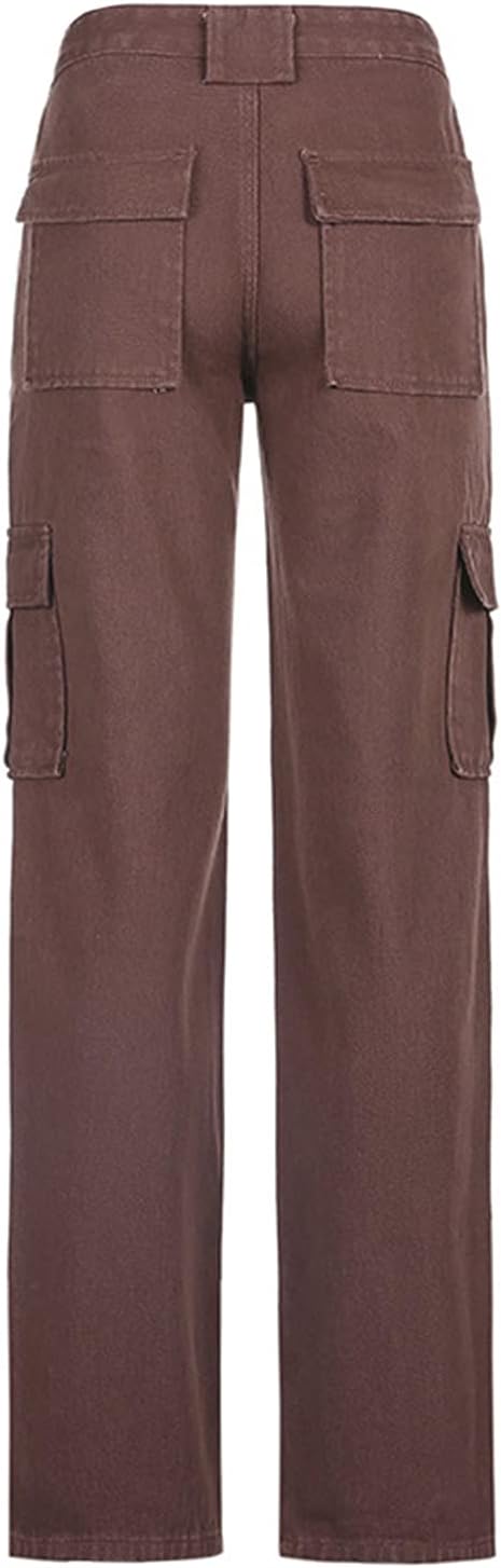 Women's Y2K Fashion Wide Leg High Waist Loose Fit Cargo Jeans Denim Pants Boyfriend Jeans for Teen Girls with Pockets - Image 4