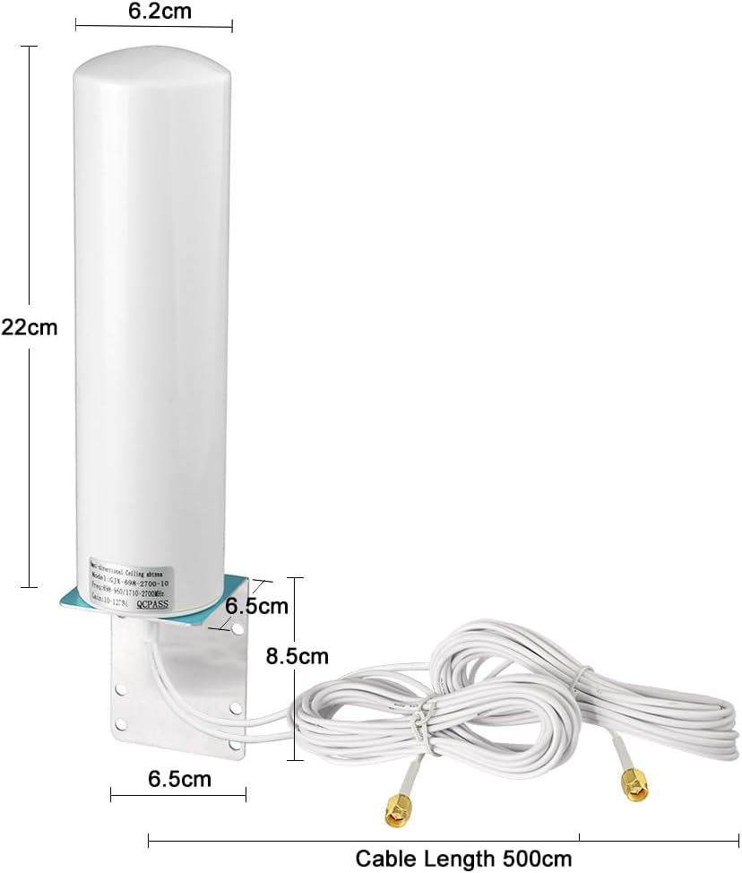 Superbat Omnidirectional MIMO Antenna 10dbi 4G LTE Outdoor Wall Mount Waterproof Antenna with 2 SMA /TS9 Connectors for Hotspot Routers Trail Camera etc.