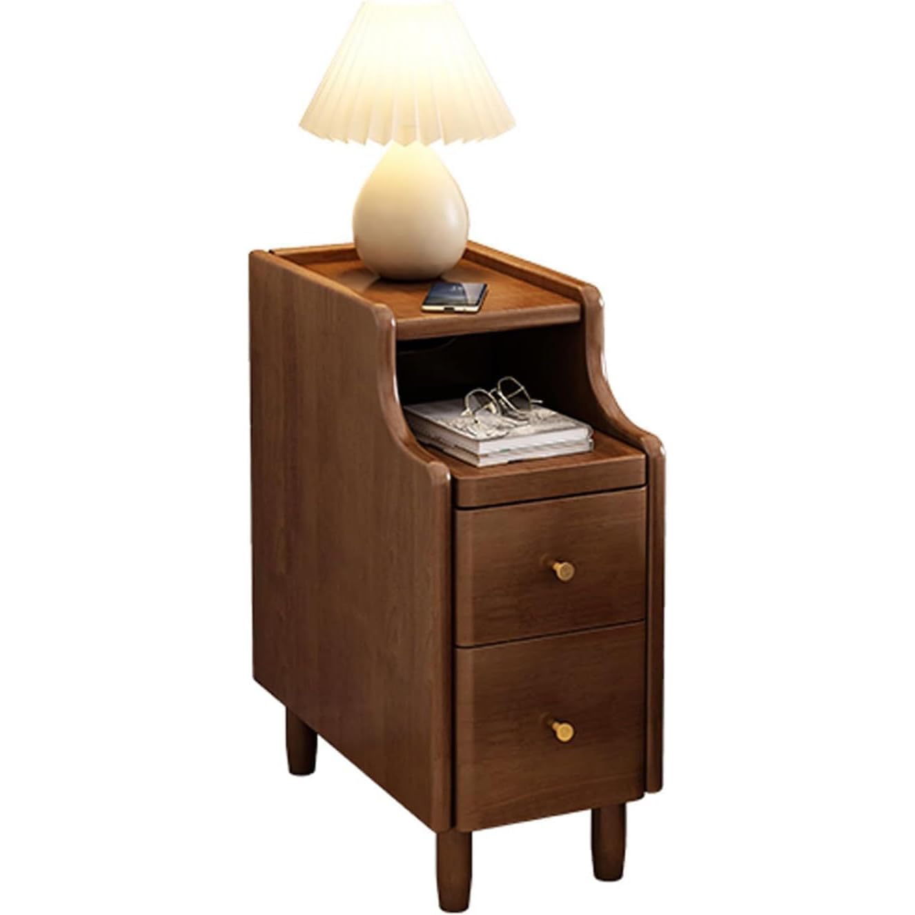 DLLDQBD Bedside Chest Narrow Nightstand Tall Narrow Bedside Table With Drawers Tall Bedside Cabinet Set Bedroom Side Table End Tables(Size:30x40x50cm(12x16x20inch),Color:Brown)
