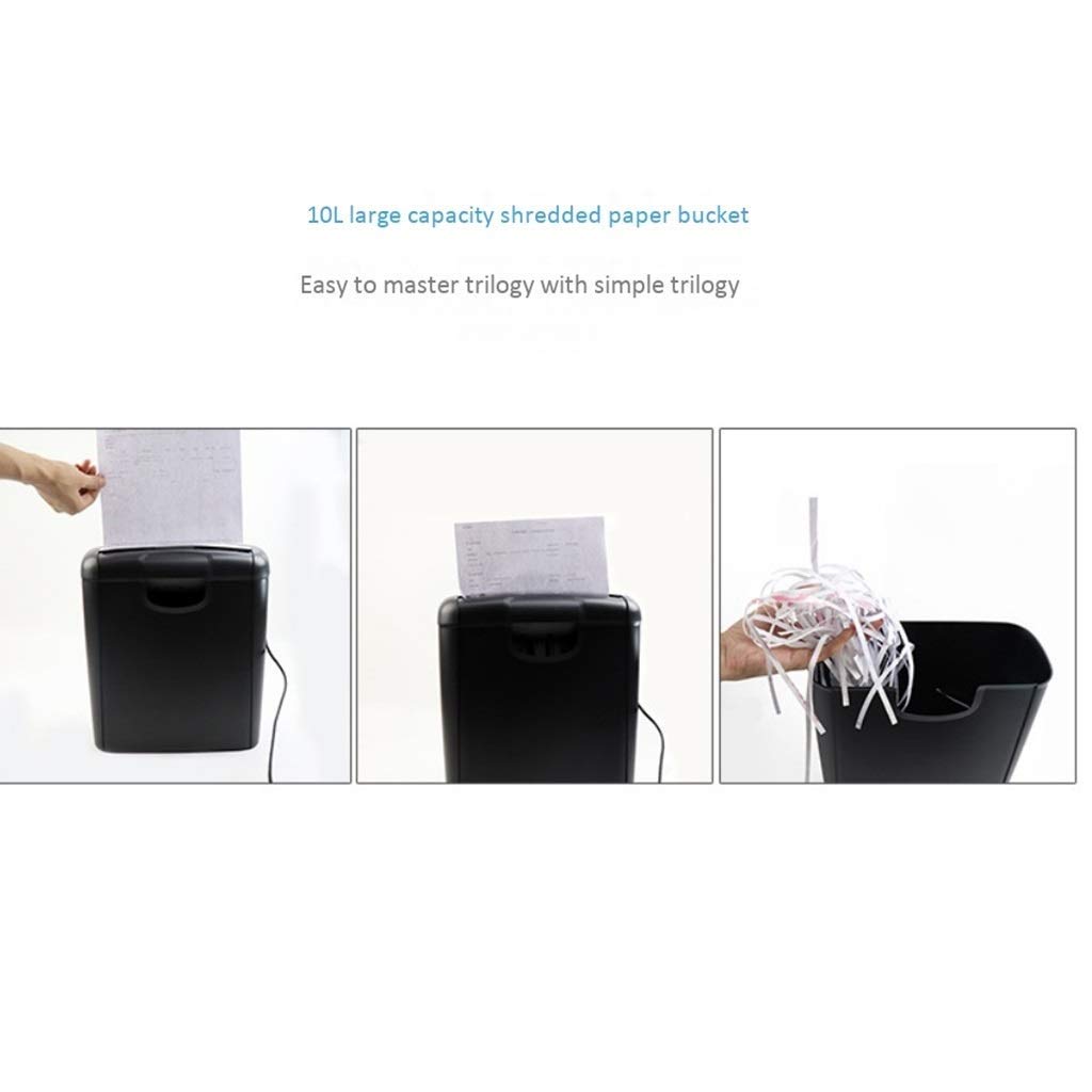Trituradora de 6 páginas con Cortes transversales y Funcionamiento silencioso Papel triturado/Tarjeta de crédito con 10 litros, CD/DVD, y la Tarjeta de crédito