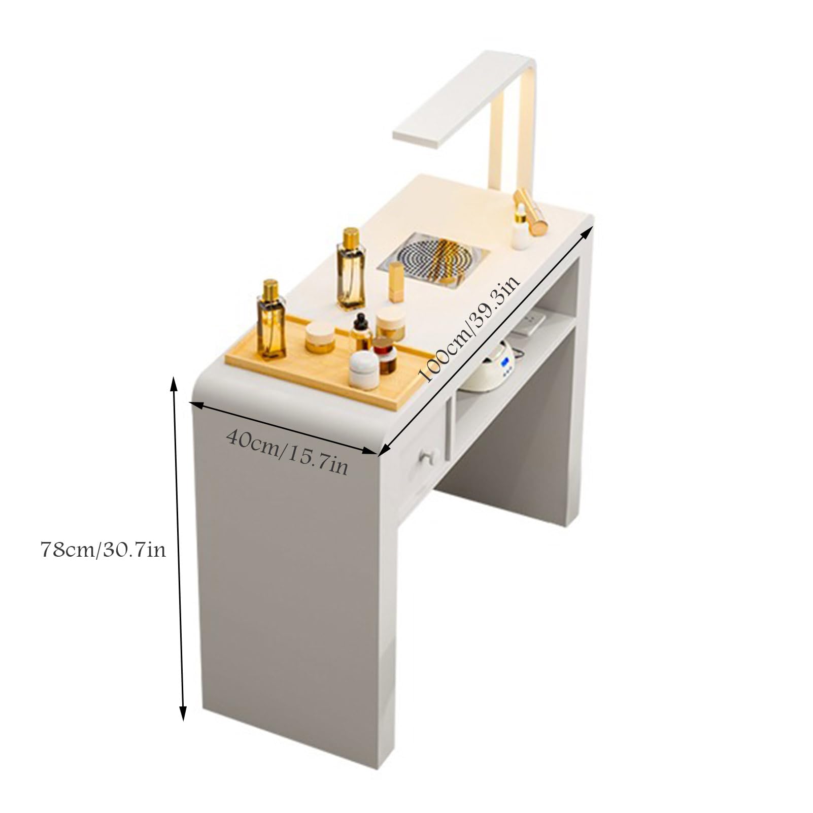 Tavolo per Manicure Tavolo per Manicure Tavolo per Unghie Moderno Tavolo Professionale per onicotecnica, Tavolo per Unghie per Salone di Bellezza con Aspirator,Glass Top-100 * 40 * 78cm