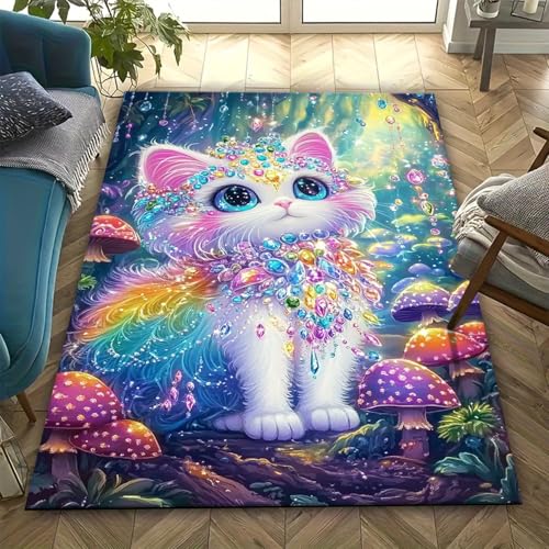 Tapis de chambre en mousse à mémoire douce chat 3D - 2