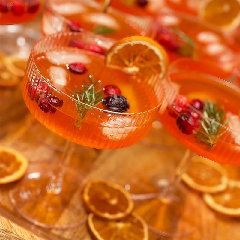 Miniatura 6 de Montex 6 Piezas de Copas de Cupé 10 oz, Copas de Martini, Copa de Margarita, Vajilla de Vidrio Acanalada, Vajilla de Cóctel Clásica Vintage, Regalo