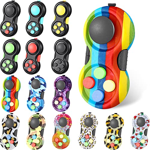 15 Pcs Fidget Pad Portable Fidget Controller Classic Retro Game Controller Fidget Toy Handheld Toy Controller With 8 Fidget Functions Controller Game Pad For Teens Relieve Stress Anxiety(Cool) #TOP27