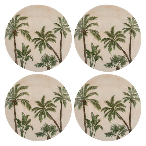 Image of Karma, 8.75 inches Melamine Salad Plates Set of 4, Reusable Dishwasher Safe Plates for Outdoor and Indoor, Makai