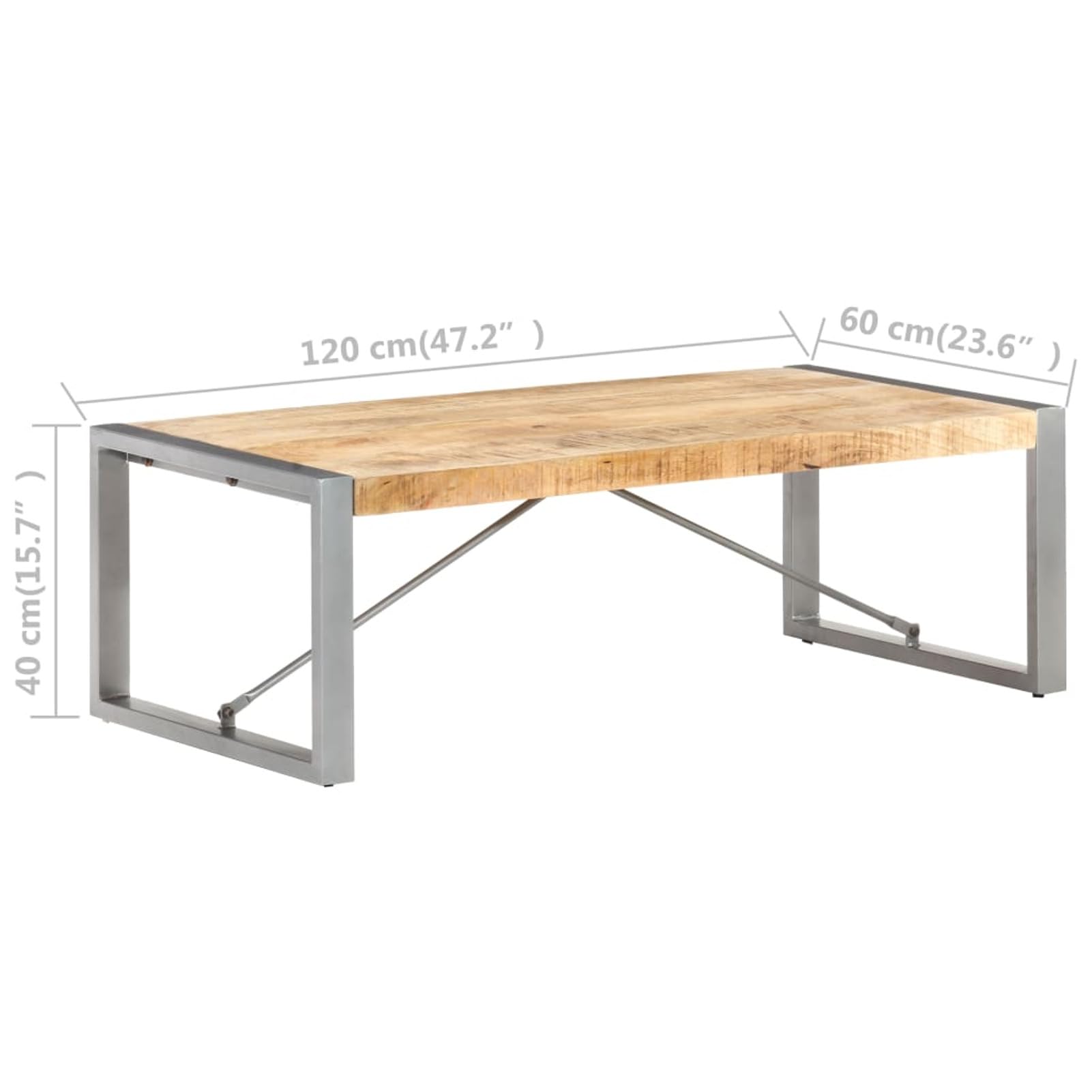 Homgoday Table basse 120 x 60 x 40 cm en bois de manguier brut, table d'appoint, table d'appoint pour salon, salle de réception d'invités, chambre à coucher et mobilier de bureau